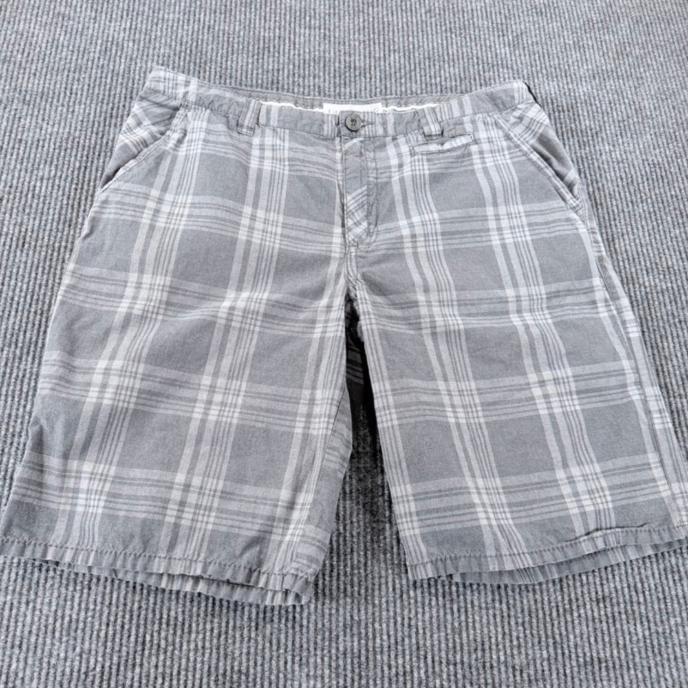 BKE Benton Slim Fit Plaid Shorts Mens 38 Heather Grey Cotton 26576AM